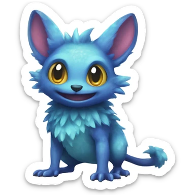 Colorful cute furry anthropomorphic painted Fakémon-Pokémon-Trico-Vernid-creature sticker