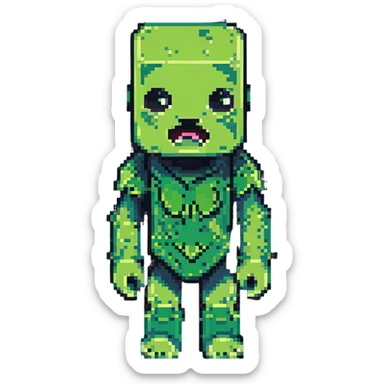 Minecraft Creeper with slightly chibi proportions in pixel art style sticker
