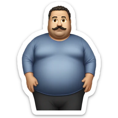chubby man, with moustache, a sly smirk, wearing track suit, with cash and playing cards in his hands sticker