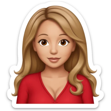 Mariah Carey brown eyes, dark blonde hair, red outfit sticker