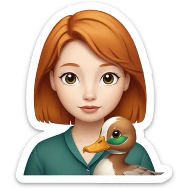 female duck with ginger hair cute sticker
