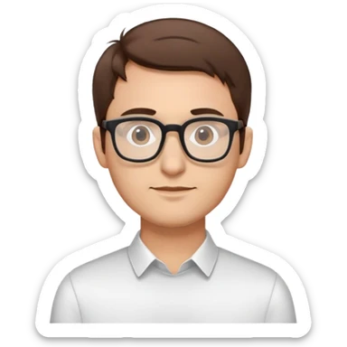 Man with short hair wearing glasses, tech entrepreneur sticker