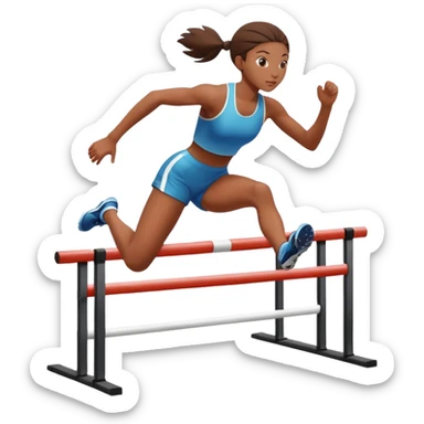 Hurdler girl going over hurdle facing forward over a hurdle sticker