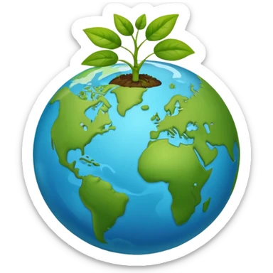 globe with a sprouting plant emoji, representing environmental care sticker