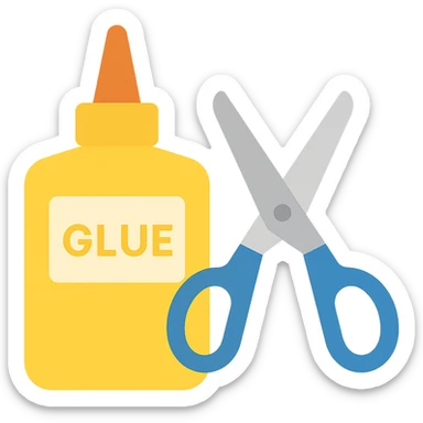 craft glue and scissors flat toon sticker