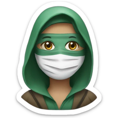 A person wearing a mask in the world of Palestine sticker