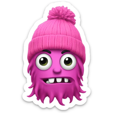Singular monster wearing a pink beanie sticker