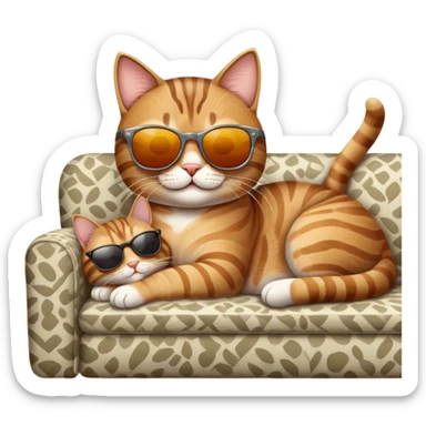 happy cat lounging on a couch wearing sunglasses sticker