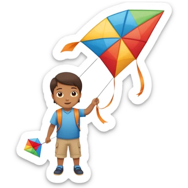 child with kite,Kite Flyers, big kite. sticker