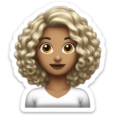 adulta de piel morena y cabello largo rizado negro sticker