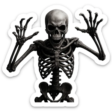 Halloween skeleton, make scary position, remove background   sticker