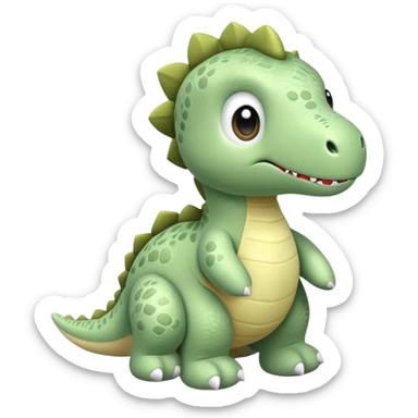 Adorable cute sage green dinosaur stuffed toy sticker