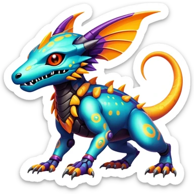 exotic tropical cyber-Protogen-Fakémon-Vernid-creature sticker