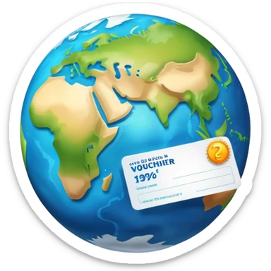 Planet earth with a voucher coupon on it sticker