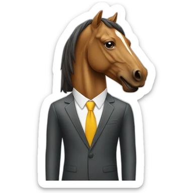 Business man with horse head ans a skateboard sticker