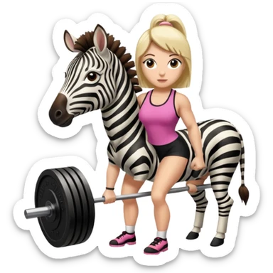small white lady powerlifting a zebra sticker