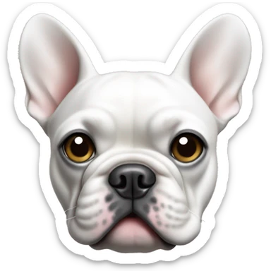 White french bulldog face with gray mark over one eye and ear  sticker