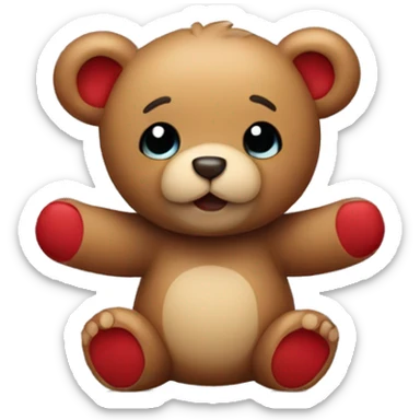 Little teddy bear with a red hart in his arms  sticker