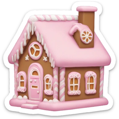 Pastel pink gingerbread house sticker