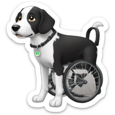 black and white dog on wheelchair sticker