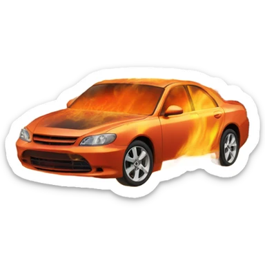 Car on fire sticker