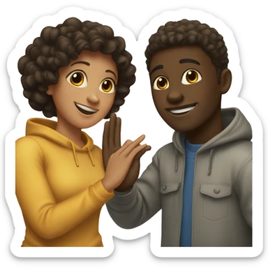 two bestfriends a black girl and a black guy giving each other a high five  sticker