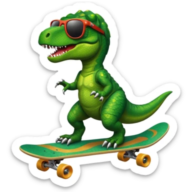 T rex riding a skateboard with sunglasses  sticker