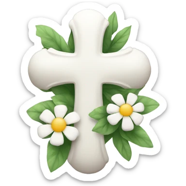 Pretty White cross with flowers sticker