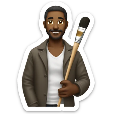 an artist with a palette and a brush sticker