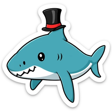 shark wearing a top hat sticker