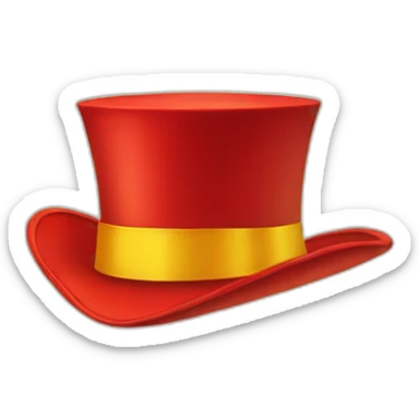 red top hat with yellow ribbon and little devil horns sticker