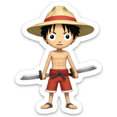 Luffy with triple katanas sticker