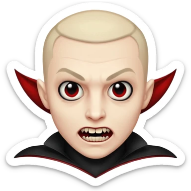 vampire with fangs and buzz cut black  sticker