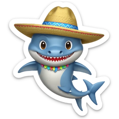 Shark with blue shoes and sombrero hat sticker
