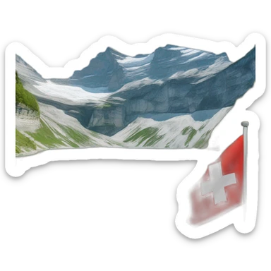 Lac D’oeschinensee avec drapeau suisse  sticker