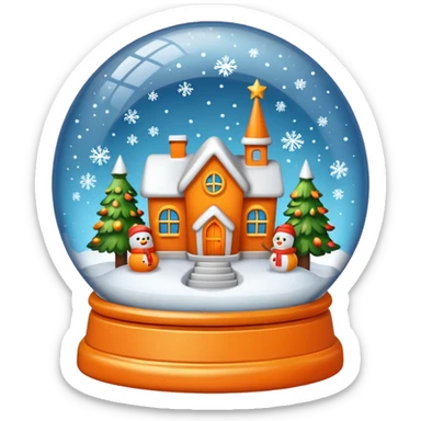 Orange Christmas village snow globe sticker