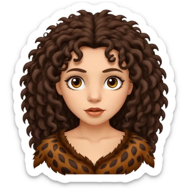 cavewoman with dark brown curly hair sticker