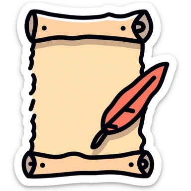 medieval parchment document with quill pen sticker