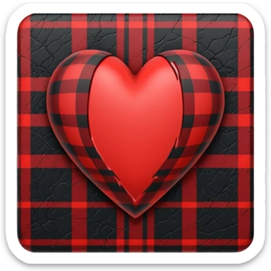 goth heart with black and red tartan pattern sticker
