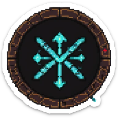 Special access token with ancient magical runes and glowing core sticker