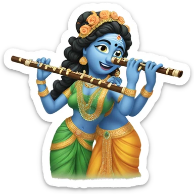 Radha krishna with flute sticker