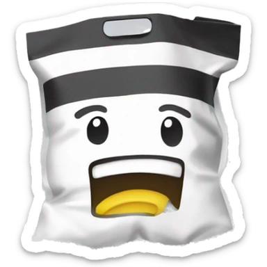 Hoover with face and white ziplock bag of salt sticker