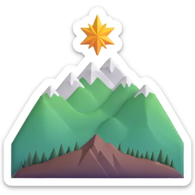simple eight-pointed star with wide points, with only a basic mountain silhouette on it sticker