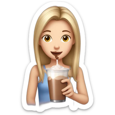 Dark Blonde hair Girl drinking chocolate milk sticker