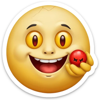 a cursed yellow emoji circle with rock on hands and he looks super drunk sticker