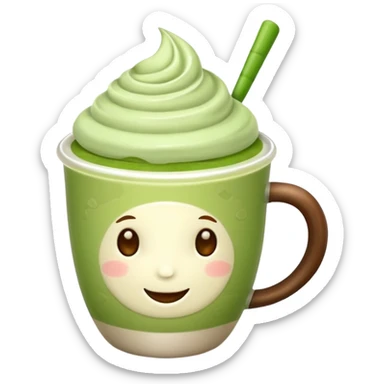 matcha latte in a cup without a spoon and without a face sticker
