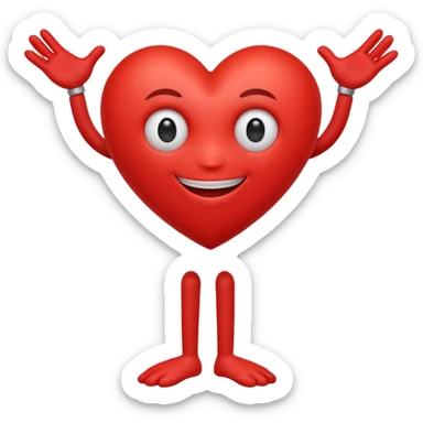 Red heart with arms and legs with one eye ball sticker