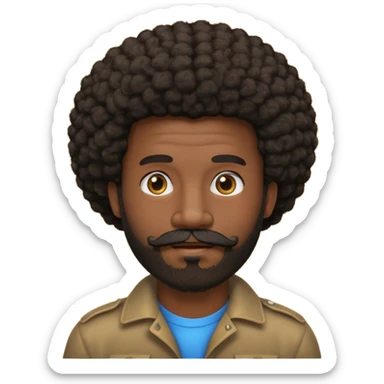 black afro guy with beard and mustache emoji sticker