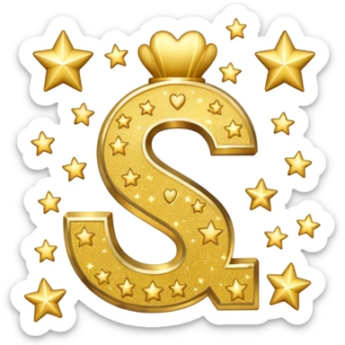 money sign with stars and hearts and sparkles sticker