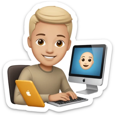 designer with a computer sticker